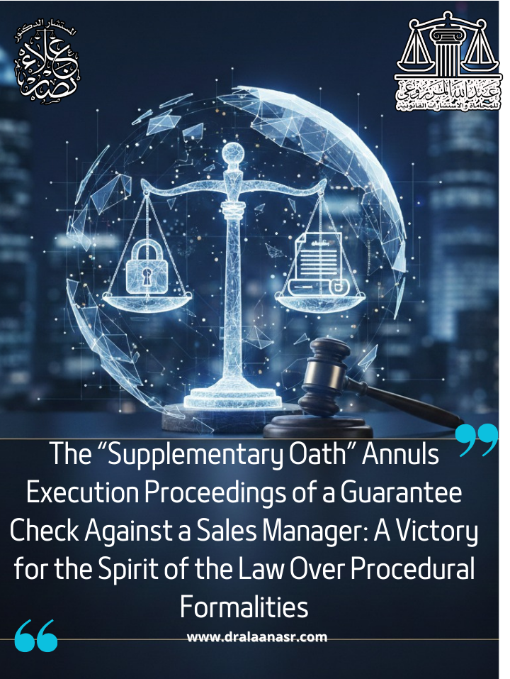 Supplementary Oath Annuls Enforcement of a Guarantee Check Against a Sales Manager